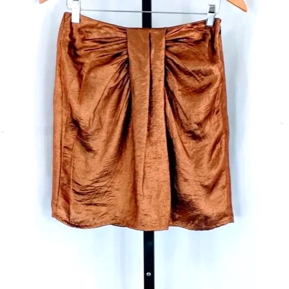 & Other Stories Dresses & Skirts - & other stories Draped Metallic Satin Mini Skirt Sz 6